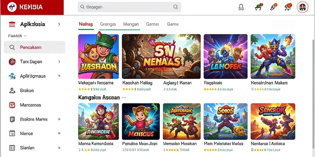 Screenshot aplikasi NGASO77 menampilkan berbagai karakter unik.